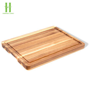BEST SELLER Planche à découper de cuisine en bois d'acacia à grain bout avec poignée et rainure pour le jus, bloc à découper pour la viande en bois naturel - Product Image 2