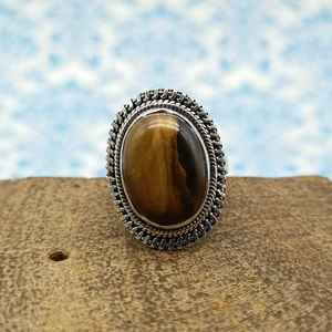 Anillo de moda de Plata de Ley 925, cabujón de ojo de tigre Natural, piedra preciosa, Diamante de corte ovalado, moda para fiestas de compromiso de boda - Product Image 4