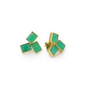 Pendientes de plata de ley 925 con forma de princesa, GEMA de ónix verde, novedad - Product Image 1