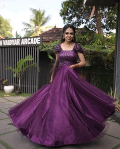 Robe Anarkali en Georgette de style traditionnel indien et pakistanais, avec dupatta de créateur pour femme, tenue de soirée grande taille - Product Image 5