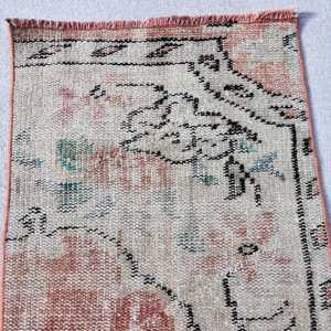 Turkish Rug 1.6x3.2 ft Small Rug <b>Brown</b> Red <b>Wool</b> Eco-Friendly Traditional Patchwork Latex Backed Rug - Product Image 5