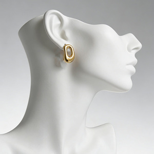 Pendientes de Aro de Acero Inoxidable para Mujer, Chapados en Oro de 18K, Estilo Vintage, Joyería Elegante en Color Oro y Plata para Aniversario - Product Image 1
