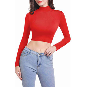 Respirant Meilleur Design Femmes Crop Top Nouveau Dernier Style Pas Cher Prix Personnalisé Femmes Crop Top À Manches Longues - Product Image 1