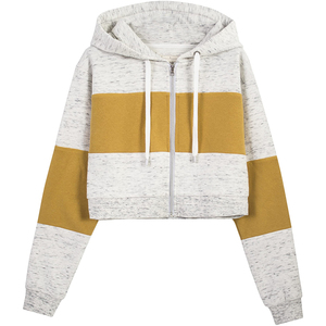 Sudaderas con capucha de buena calidad para mujer Sudadera con capucha informal de gimnasio recortada con cremallera sólida para mujer Hombro caído Tejido ecológico - Product Image 3
