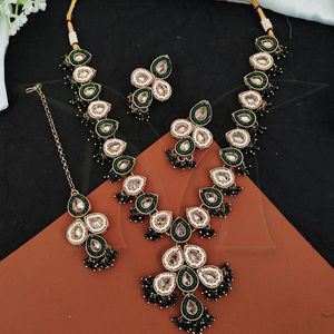 Collar con forma de PAAN de diseño antiguo, piedra completa, tradicional, MAANG TIKKA - Product Image 1