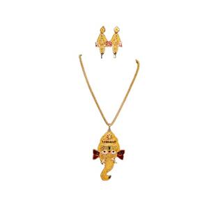 <b>Elephant</b> Shaped <b>Necklace</b> Earrings Set with 22Ct Gold Plated Unique <b>Necklace</b> Earrings Set For Women Wear Jewelry - Product Image 1