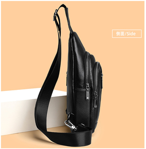 Sac de poitrine minimaliste en cuir véritable, sac à bandoulière, fermeture à glissière, imperméable, usage quotidien, toutes saisons, pour homme - Product Image 3