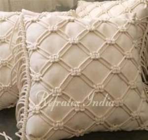 Funda de cojín de macramé, diseño de lujo, proveedor y fabricación a granel de refractex, India, hecha en la India, calidad de Bast y precio bajo - Product Image 3