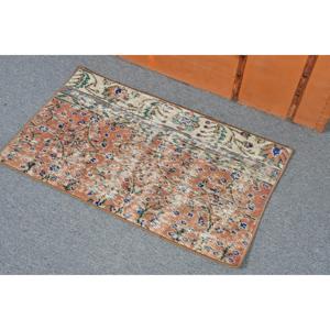 1.6x2.7 ft Vintage Rug, <b>Brown</b> Striped Turkish <b>Wool</b> Rug - Product Image 3