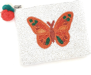 Conception de logo personnalisé fabriqués à la main perle de rocaille broderie papillon porte-monnaie unique perlé brodé pièce textile tissu artisanat - Product Image 2