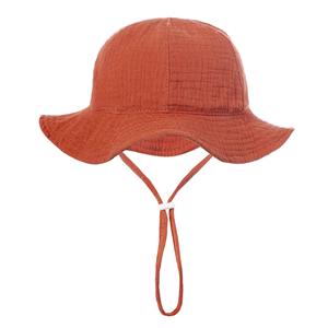 Secado rápido Protección solar viaje al aire libre 100% algodón Infantil Niño Unisex bebé color sólido transpirable impreso playa cubo sombreros - Product Image 1
