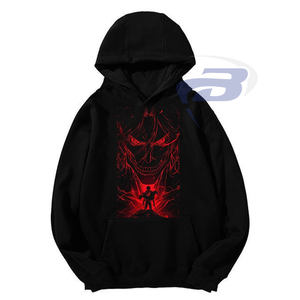 Sudadera con capucha unisex negra de anime, con estampado 3D de arte oscuro rojo, estilo pullover de forro polar, cortavientos y transpirable para invierno. - Product Image 1