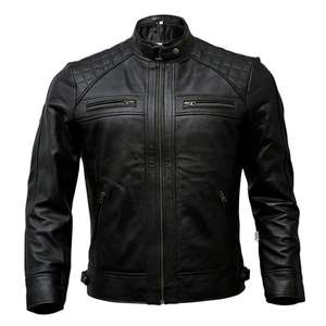 Chaqueta de Cuero de Piel de Oveja Genuina para Hombre, Primavera, Invierno, Otoño, Cortavientos, con Cremallera, Manga Larga, para Motocicleta - Product Image 4