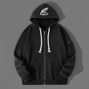 Pulls thermiques à capuche pour hommes, best-sellers 2026, vente chaude, 100% coton, motif uni, technique de base, coton mélangé - Product Image 4