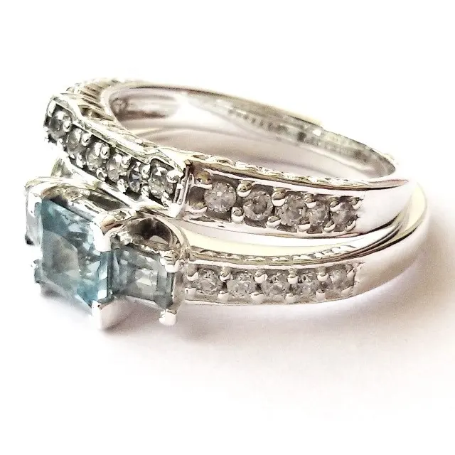Wedding Ring New Design Natural Blue Topaz Amethyst Garnet Gemstone Wedding Rings in 925 Sterling Silver Rings