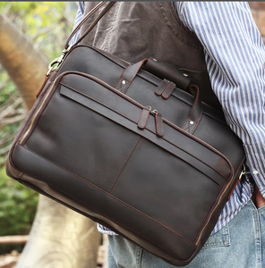 18inch Personalized Leather <b>Briefcase</b>, Genuine Leather Messenger Bag, School Office Bag, Laptop Bag, Shoulder Bag, Best Gift - Product Image 2