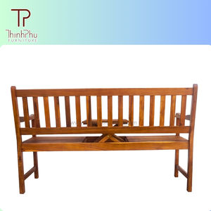 Modern Acacia Solid <b>Wood</b> Durable <b>Bench</b> with Pop up table Outdoor Furniture for Parks Malls Hotels & Villas-Thinh Phu Furniture - Product Image 2