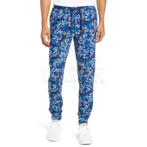 الأزرق اللون كامو الطباعة سراويل الرجال للركض الرجال الرياضية ركض الشارع ارتداء Sweatpants