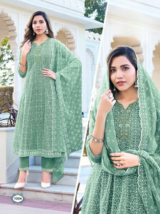 Kurti Formal de Secado Rápido con Pantalón, Diseño Recto para Fiesta, con Bordado Pesado en el Interior - Product Image 3