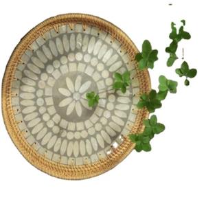 Bandeja de Servicio de Ratán y Mimbre con Buen Diseño, Perfecta para Mesa de Comedor, Comida y Postres, Bandejas de Servicio Elegantes y Ligeras - Product Image 1