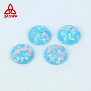 Opal Sintetis Buatan Jepang OP80 Pirus Biru Muda Oval Cabochon Distributor Resmi untuk Pembuatan Perhiasan Desain DIY