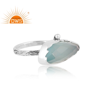 Latest Design Oxidized Sterling Silver Natural Aqua Chalcedony Gemstone <b>Statement</b> <b>Ring</b> Custom Jewelry For Women Gift For Her - Product Image 2
