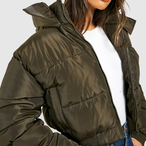 Chaqueta de Invierno para Mujer, Estilo Bomber, de Piel de Oveja, con Logotipo Personalizado, Acolchada, Impermeable, Servicio OEM, Chaqueta de Mezclilla - Product Image 4