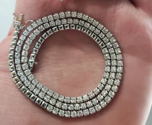 Collar de tenis de diamantes cultivados en laboratorio de corte redondo de 3 mm D Color VVS Collar de plata de ley 925 regalo de boda para ella para hombres y mujeres - Product Image 4