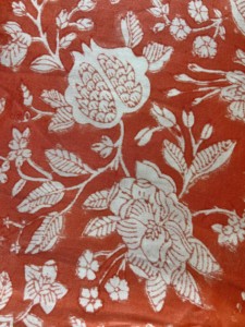 Rust Orange & <b>White</b> Floral Hand Block Printed Cotton Fabric Traditional Indian Artisan Textile - Product Image 2