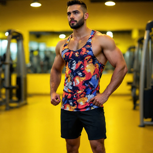 Bodybuilding Sublimation <b>Vest</b> Top <b>Mens</b> Workout Fitness Wear Sleeveless Printed Singlet Top <b>Men</b> High Quality Gym Sublimation Tops - Product Image 2