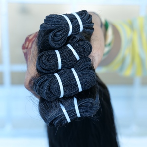 Extensiones de cabello humano indio con cutícula alineada, mechones de color natural ondulado 100% sin procesar - Product Image 4