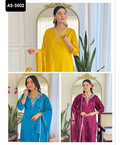 Vichitra Silk Salwar Kameez Suit with Heavy Codding Embroidery Sequence Work for Wedding Derniers vêtements pour femmes - Product Image 1