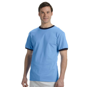 Contraste Trim Logotipo personalizado Algodón Liso Casual Camiseta Transpirable Camisetas Ropa de hombre Contraste Trim Camisetas - Product Image 6