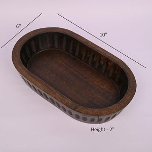 Bols décoratifs en bois de manguier pour la décoration intérieure, long bol décoratif en bois pour centre de table (10 "x 6" x 2 ") - Product Image 6