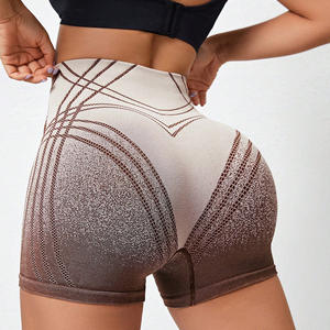 Mallas de Yoga de entrenamiento de punto sin costuras, mallas deportivas de ciclista, pantalones cortos de gimnasio de cadera de melocotón, patrón rápido transpirable - Product Image 5