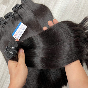 Extensión de cabello humano vietnamita crudo, máquina de color negro natural de calidad súper brillante, textura lisa de cabello de trama - Product Image 6