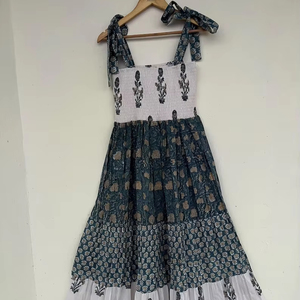 Summer Casual Maxi Ruffled Belt Cotton Pullover for Women Made in India Strapless neckline with Hook Eye Closure - Product Image 1