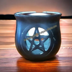 2023 promoción lujo pequeño Mubkhar Pentáculo esteatita carbón quemador de incienso en tono gris y negro - Product Image 3