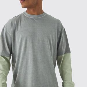 ผู้ผลิตเสื้อผ้าผู้ชายทรงโอเวอร์ไซส์ แขนยาว ผ้าฝ้าย 100% หนานุ่ม สองชั้น เป็นมิตรกับสิ่งแวดล้อม พิมพ์ลายตามสั่ง แฟชั่นฤดูร้อน - Product Image 3