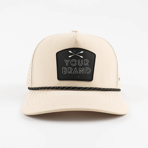 Logotipo de parche de goma personalizado Sombrero de béisbol de 5 paneles Gorra deportiva impermeable Sombrero de golf perforado Cuerda de corte por láser Sombrero de cuerda de golf - Product Image 2