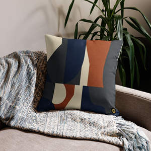 Funda de Almohada Premium Color Índigo con Patrón Geométrico, 100% Poliéster, Forma Cuadrada, Extraíble, Lavable a Máquina - Product Image 1