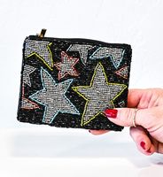 Pochette de luxe à broderie perlée faite à la main Design élégant perroquet blanc Compact pour un usage quotidien pour les pièces de monnaie et les fêtes
