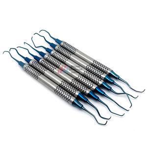 Juego de curetas Gracey periodontales de acero inoxidable de 7 piezas de color azul/dorado-# Instrumentos dentales quirúrgicos médicos para el cuidado bucal - Product Image 5