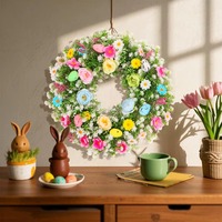 Guirlande de fleurs artificielles mixtes, faite à la main, pour décoration murale ou de porte, idéale pour mariage, Pâques et autres fêtes