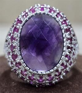 925 Sterling Silver Chất Lượng Tuyệt Vời Handmade Thiết Kế Mới Nhất Hợp Thời Trang Vòng Hình Bầu Dục Hình Dạng Sapphire Và Vòng Hình Dạng Của <span class=keywords><strong>Ruby</strong></span> Đá Quý - Product Image 1