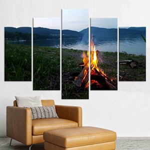 Arte en lienzo impreso con diseño de fuego de leña: impresionante diseño visual, JUEGO DE 5 LIEZNAS SURTIDAS - Product Image 1