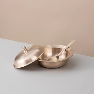 ชามเสิร์ฟพร้อมช้อนชุด2ชิ้นทำจากโลหะบรอนซ์ทำมือมีประโยชน์แบบอายุรเวทสำหรับเสิร์ฟ - Product Image 2