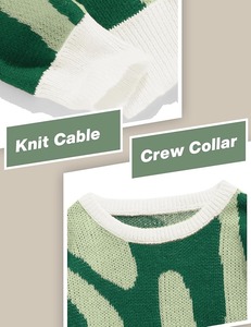 Suéter de Punto con Botones y Estampado de Patchwork Verde, Cárdigan de Invierno Unisex, Jersey Holgado, Acogedor, Estilo Urbano, Poliéster/Algodón - Product Image 3