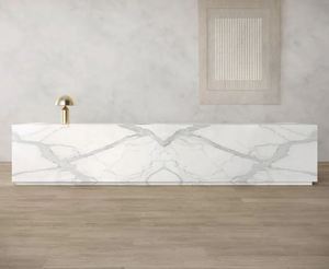 Custom Kitchen Bathroom Vanity <b>Tops</b> Porcelain Natural Stone Countertops Carrara Calacata <b>Marble</b> for Hotel Projects Prefab Cut - Product Image 1