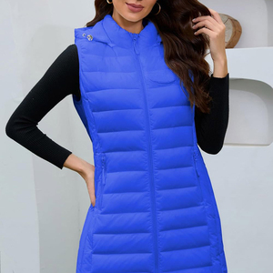 Chaleco/Abrigo acolchado para mujer, chaquetas de bombardero acolchadas para invierno, abrigos con cremallera, abrigo con capucha y logotipo personalizado - Product Image 4